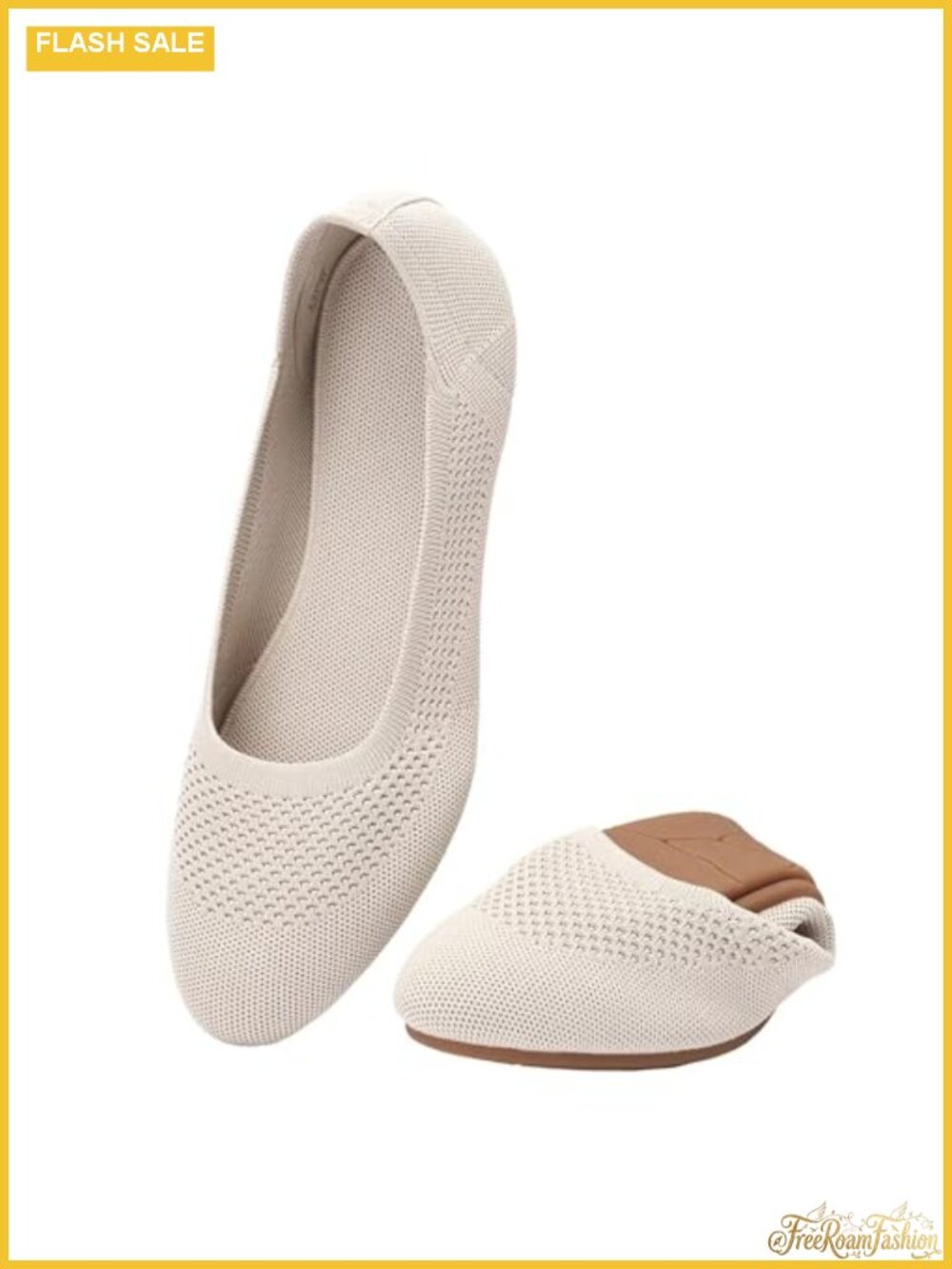 Breathable Comfort Knit Slip On Walking Ballet Flats